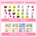 28Pcs Mochi Squishy Toys with Kids Valentines Cards for Classroom Exchange