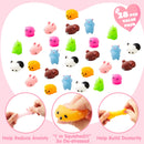 28Pcs Mochi Squishy Toys with Kids Valentines Cards for Classroom Exchange