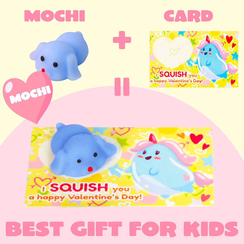 28Pcs Squishy Toys with with Valentines Day Cards for Kids-Classroom Exchange Gifts