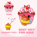 28Pcs Dessert Squishy Toys Keychains with Kids Valentines Cards