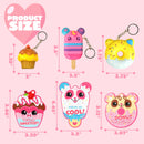 28Pcs Dessert Squishy Toys Keychains with Kids Valentines Cards
