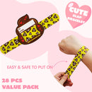 28Pcs Slap on Bracelet with Valentines Day Cards for Kids-Classroom Exchange Gifts