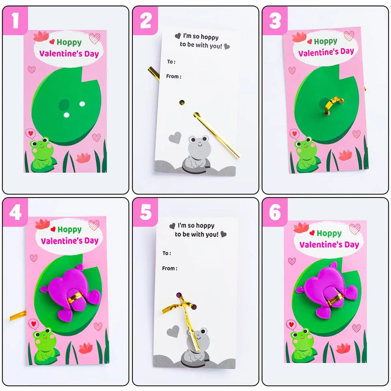 28Pcs Valentines Jumping Frogs with Valentines Day Cards for Kids-Classroom Exchange Gifts