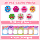 28Pcs Valentines Sand Slime with Valentines Day Cards for Kids-Classroom Exchange Gifts