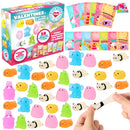 28Pcs Glitter Mochi Squishy Toys with Kids Valentines Cards for Classroom Exchange