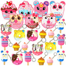 28Pcs Dessert Squishy Toys Keychains with Kids Valentines Cards