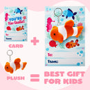 28 Sea Animals Mini Plush Keychain with Pull Back Car Vehicle Toys-Classroom Exchange Gifts
