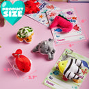 28 Sea Animals Mini Plush Keychain with Pull Back Car Vehicle Toys-Classroom Exchange Gifts
