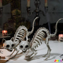 2 PCS Skeleton Cat Halloween Decorations Set Animal Courtyard Decoration