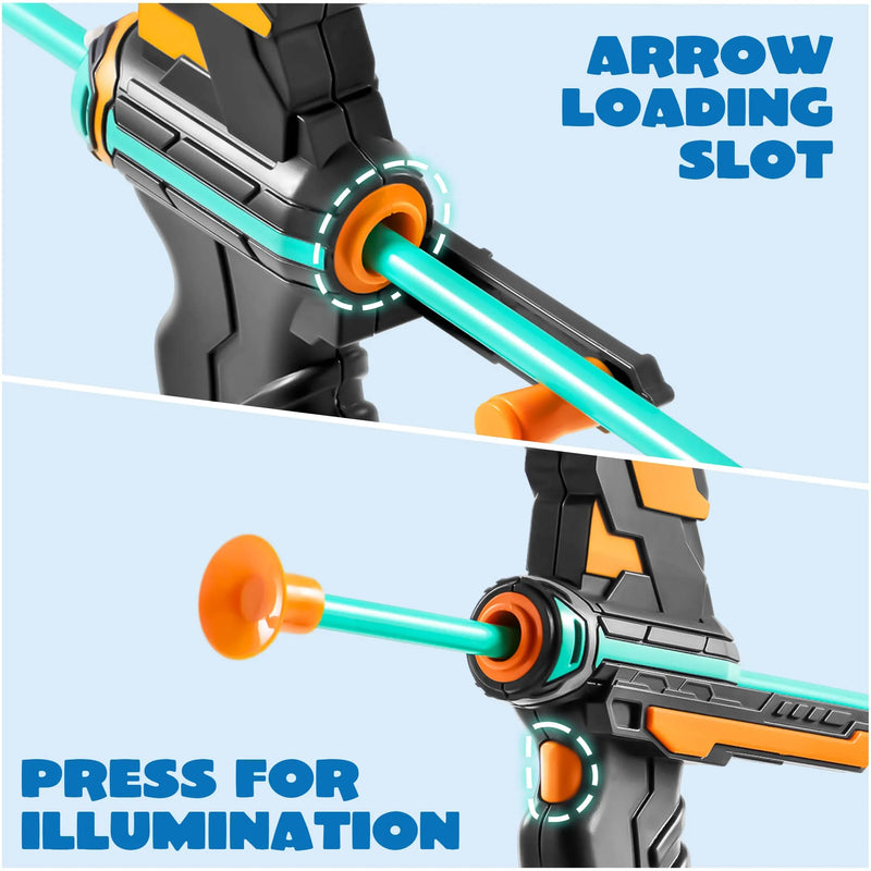 2Pack Bow and Arrow Light Up Archery Toy Set for Kids Ages 3-12