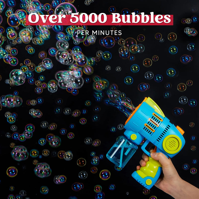 2 Packs Bubble Gun Machine with Bubble Refill Solution, 5000+ Bubbles Per Min