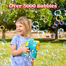 2 Packs Bubble Gun Machine with Bubble Refill Solution, 5000+ Bubbles Per Min