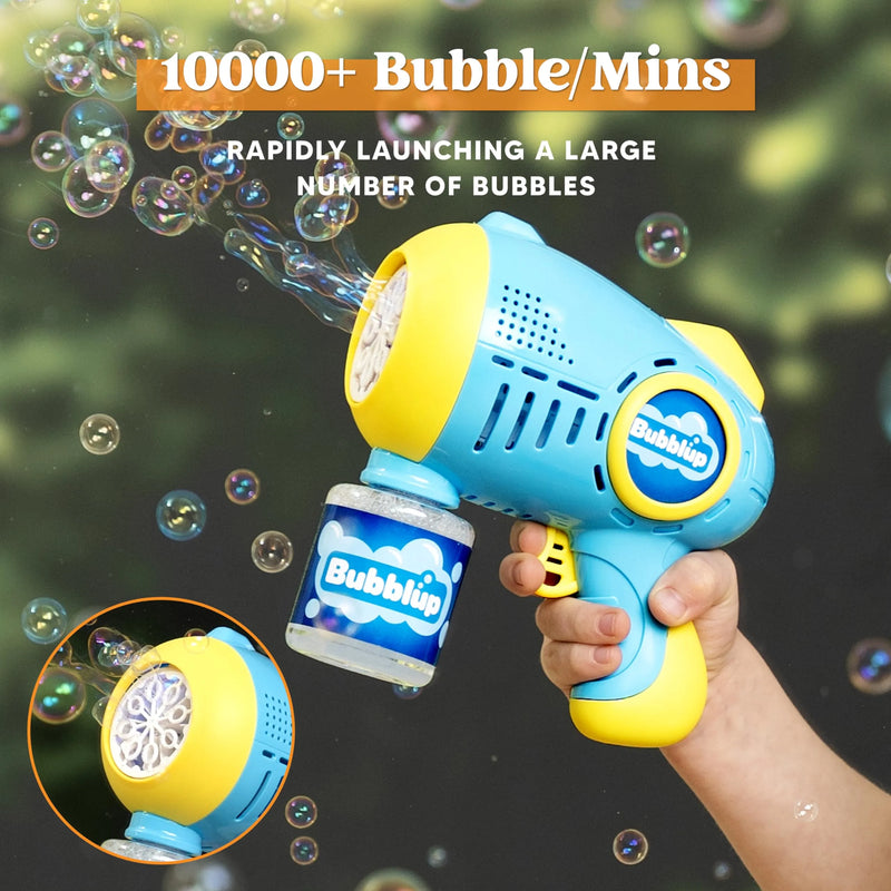 2Pcs 10 Holes Light Up Automatic Bubble Guns with 4 Bottles Bubble Refill Solution