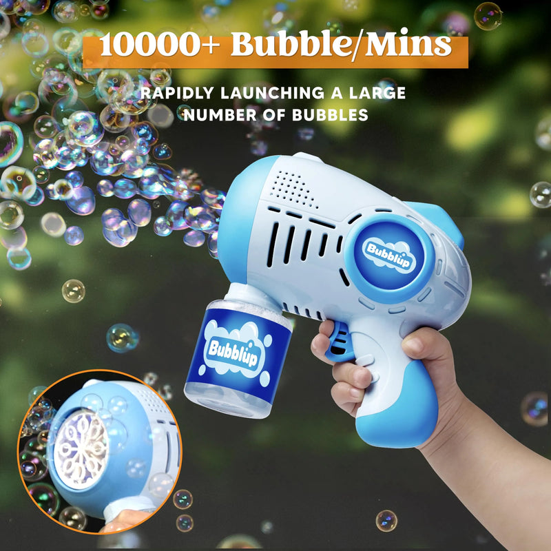 2Pcs 10 Holes Light Up Automatic Bubble Guns with 4 Bottles Bubble Refill Solution