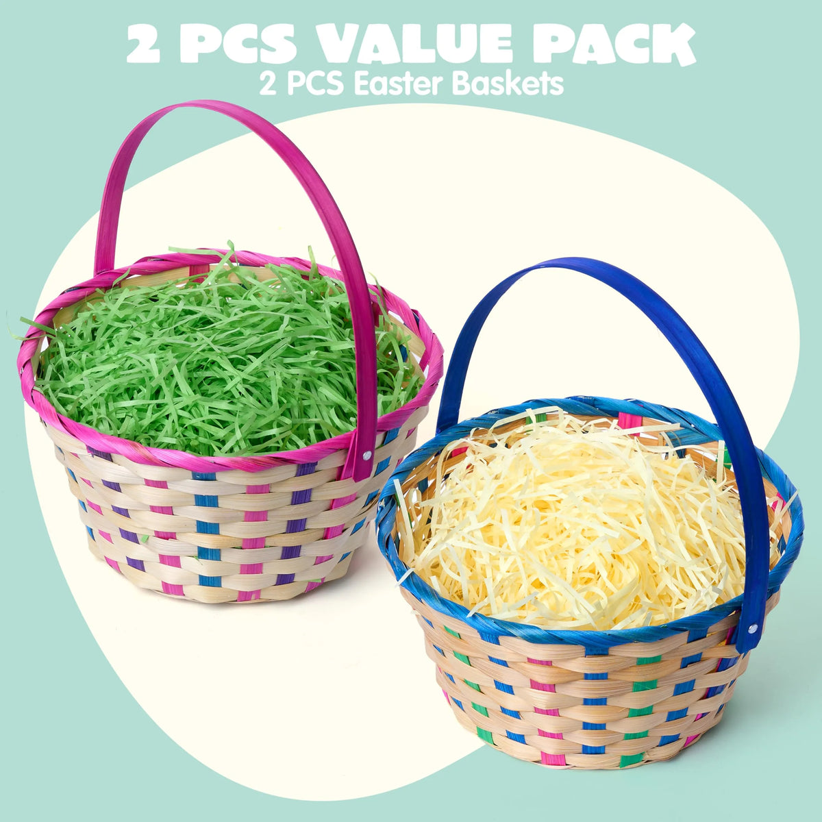 6 Set Baskets For Gifts Empty Bulk Large Woven Bamboo Gift Basket Kit Handles Clear Cellophane Wrap Baskets Baby Shower Birthday Party Wrapping Gift Bags