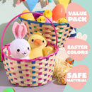 2Pcs Easter Blue & Pink Round Bamboo Woven Goodie Basket with Folding Handle