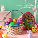2Pcs Easter Blue & Pink Round Bamboo Woven Goodie Basket with Folding Handle
