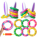 2 Sets of Easter Bunny Ears Hats and 12Pcs Colorful Toss Rings