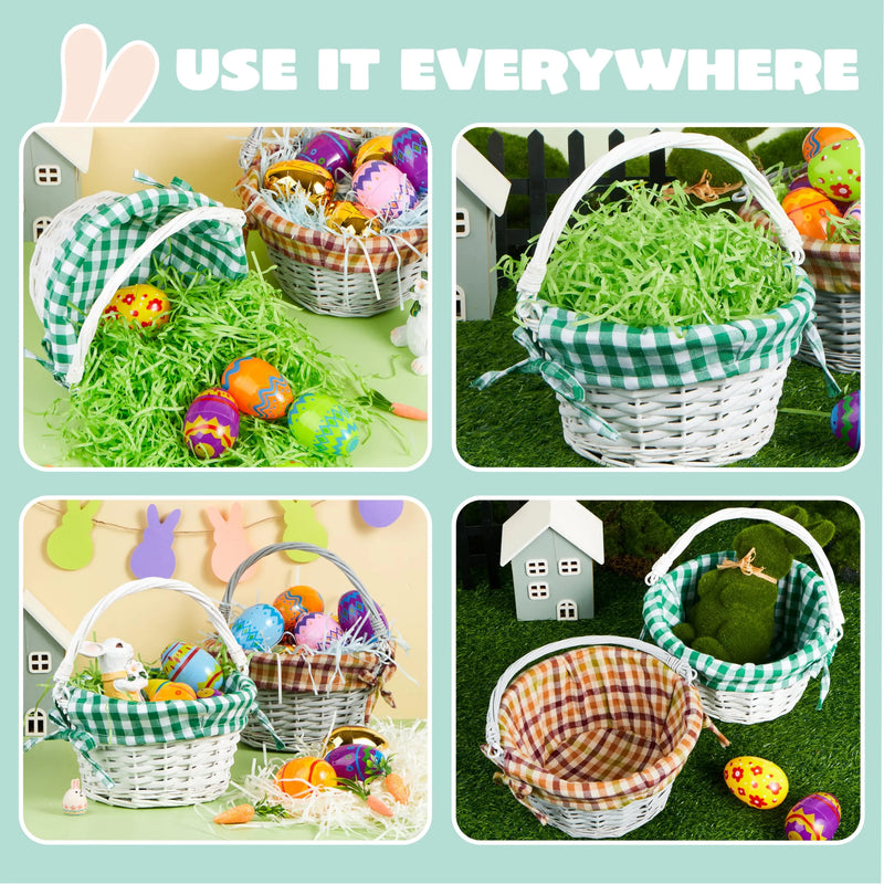 2Pcs Easter Rattan Basket with Handle