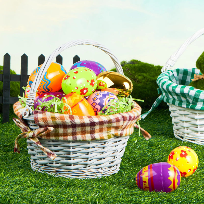 2Pcs Easter Rattan Basket with Handle