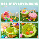 2Pcs Easter Rattan Wicker Basket with Liner for Kids Easter Egg Hunt & Picnic