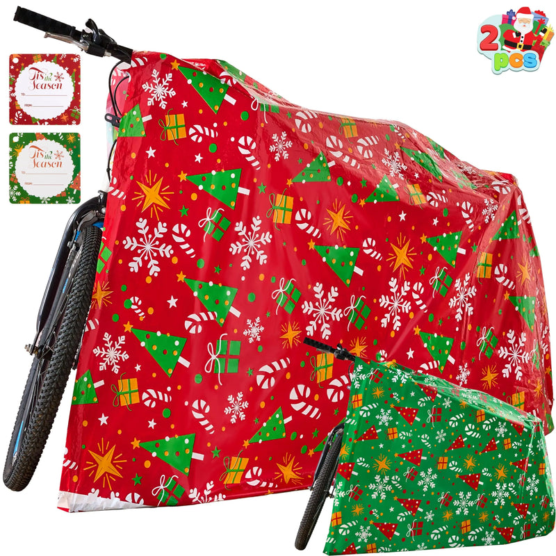 2Pcs Jumbo Christmas Bike Gift Bags Plastic Holiday Gift Bag 72in x 60in