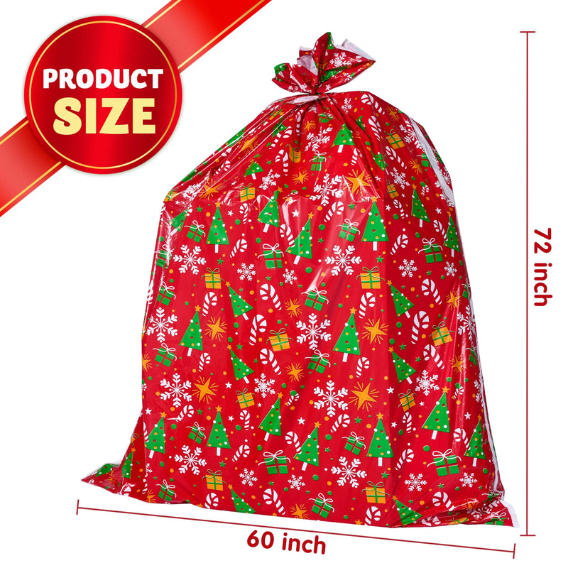 2Pcs Jumbo Christmas Bike Gift Bags Plastic Holiday Gift Bag 72in x 60in