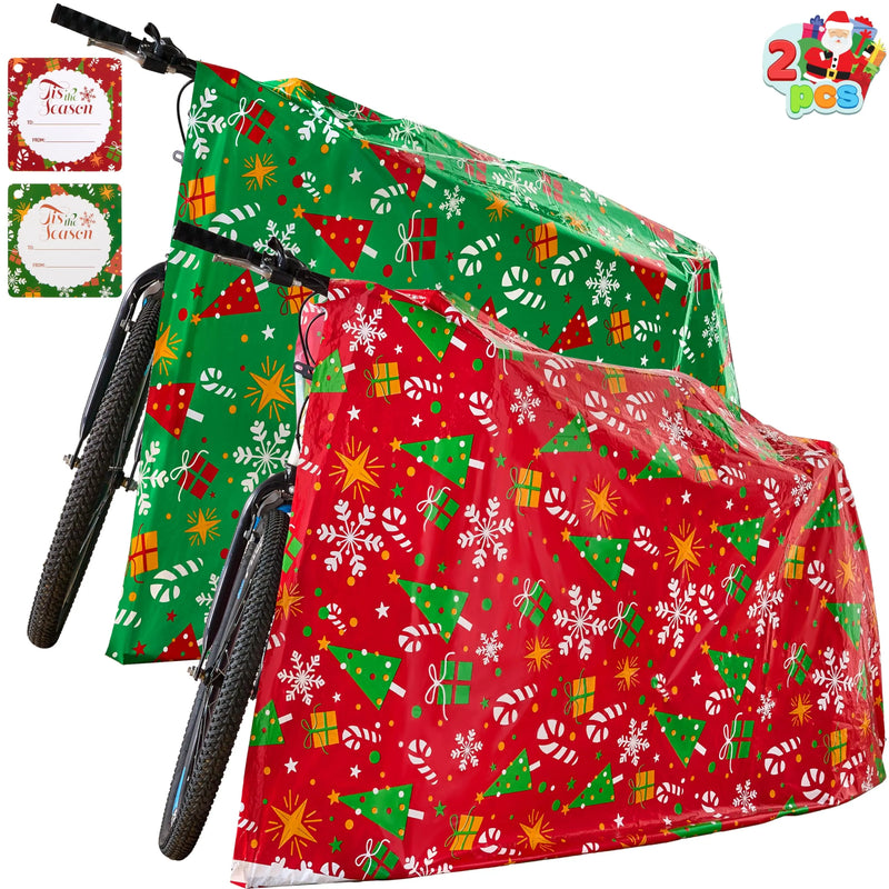 2Pcs Jumbo Christmas Bike Gift Bags Plastic Holiday Gift Bag 72in x 60in