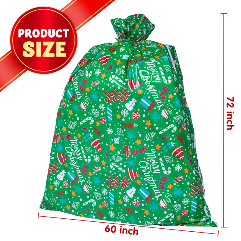 2 Pieces Christmas Jumbo Bicycle Red Green Bags 72in x60in