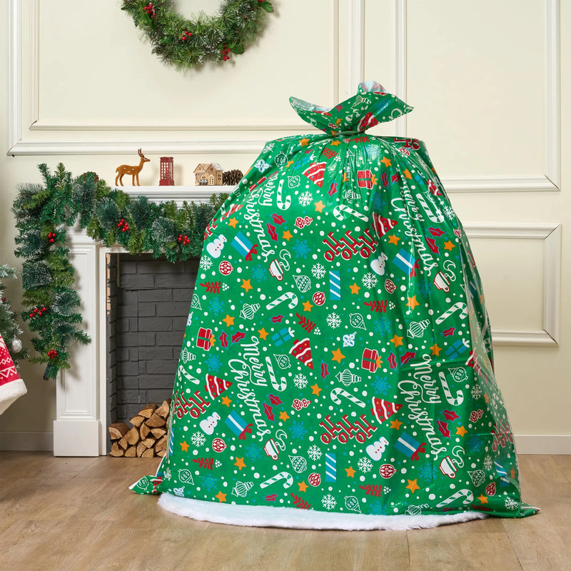 2 Pieces Christmas Jumbo Bicycle Red Green Bags 72in x60in