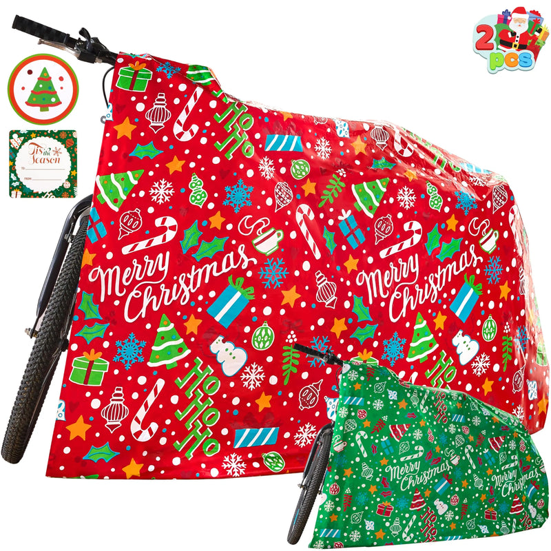 2 Pieces Christmas Jumbo Bicycle Red Green Bags 72in x60in