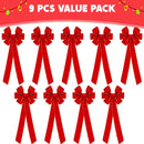 9PCS Big Red Velvet Christmas Bows