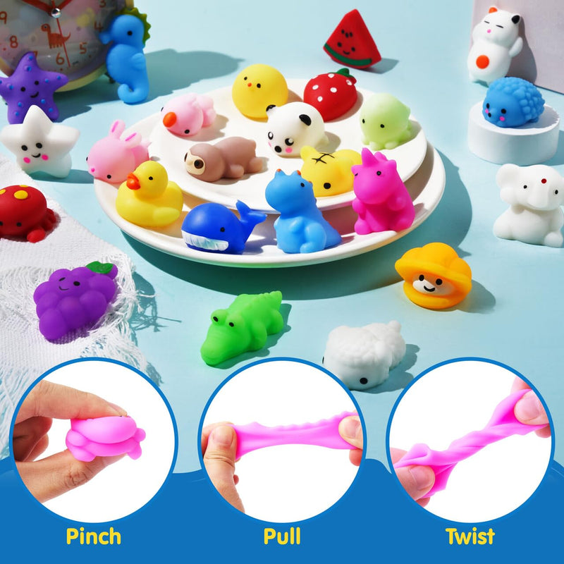 Random 25 Pack Mini Squishy Mochi, Party Favors for Kids