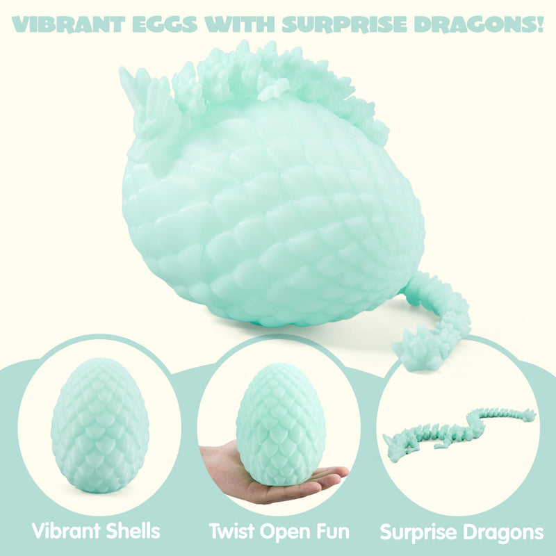3D Printed Dragon Eggs with 12" Laser Glow Dragon Inside