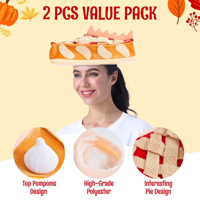 2 PCS Thanksgiving Decorative Plush Pumpkin & Apple Pie Hats