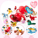 26pcs Building Blocks Animals Prefilled Hearts with Kids Valentines Cards