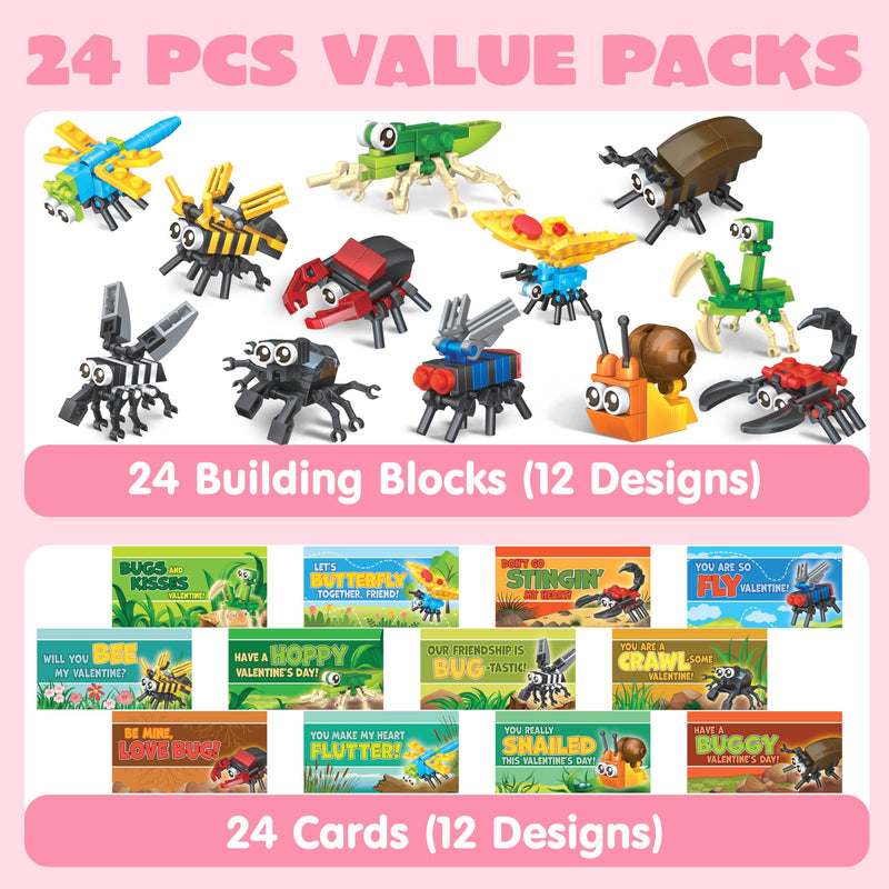 24 Packs Valentines Party Gift Cards with Building for Party Favor