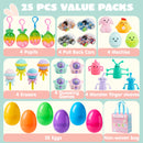 25pcs Prefilled Easter Eggs with Assorted Toys Plus Stickers