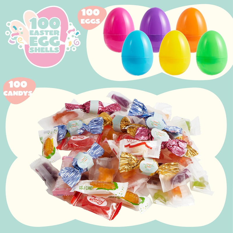 100 Pcs Prefilled Easter Eggs with Candy