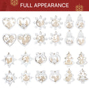 24 Pcs Christmas Wooden Carved Hanging Ornaments for Christmas Decor
