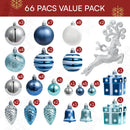 66 Pcs Christmas Balls Ornaments Set (Light Blue)
