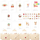 24 PCS White Christmas Cards with Envelopes and Stickers