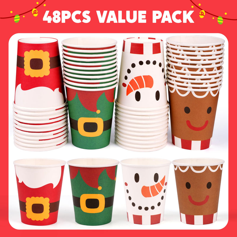 48 PCS Merry Christmas Disposable Cups
