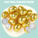 72Pcs Gold Easter Eggs 2.3" Metallic Plastic Empty Eggs Fillable for Easter Hunt