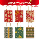 24PCS Christmas Kraft Bags Holiday Paper Goody Gift Bags