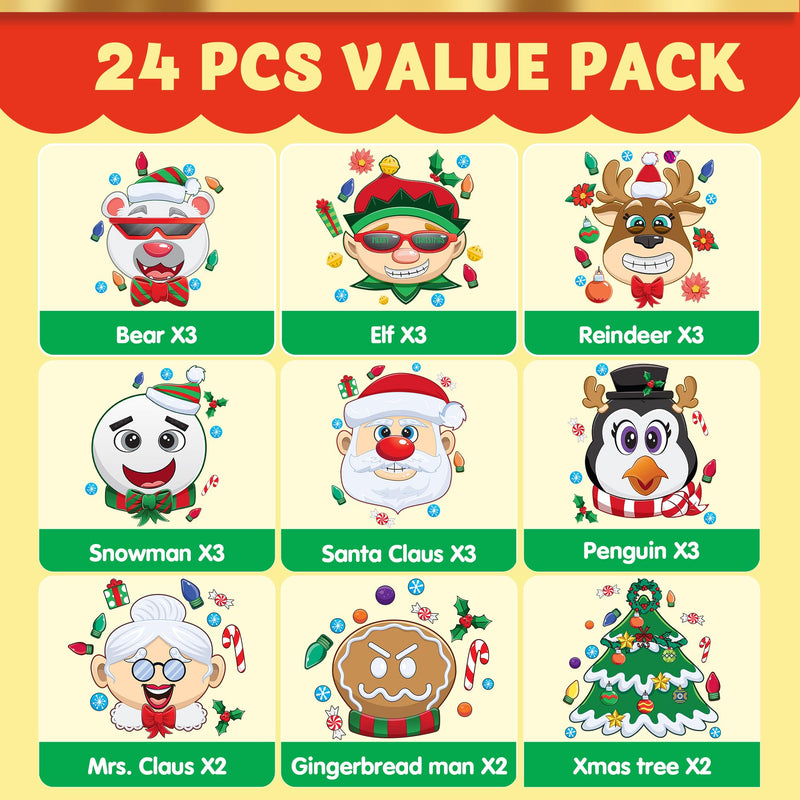 24 Pcs Christmas Make-a-face Stickers