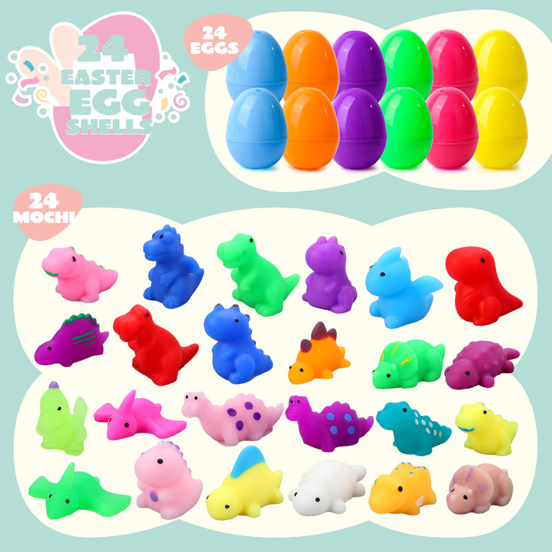 24 Pcs Easter Prefilled Eggs with Mochi Squishy Toys