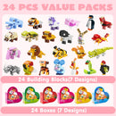 Animal Building Blocks Valentines Heart Boxes Filled for Kids Valentines Cards