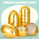 12Pcs Large Gold Easter Eggs, 6 Inches Metallic Jumbo Eggs Fillable