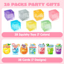 28 Pcs Valentine’s Day Cards with Ice Cube Shaped Malt Sugar Squeeze Balls